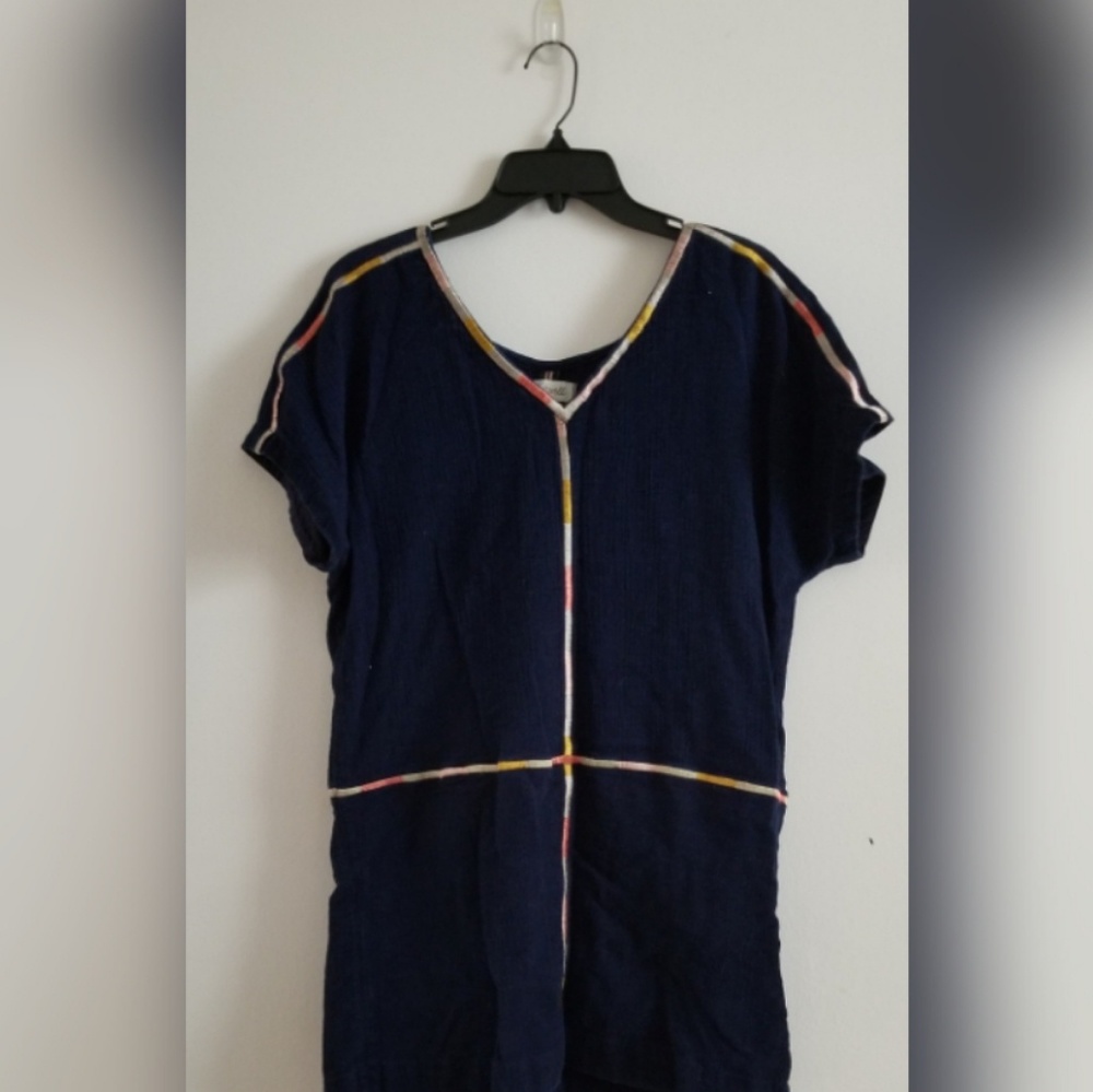 Madewell navy embroidered mini dress size M